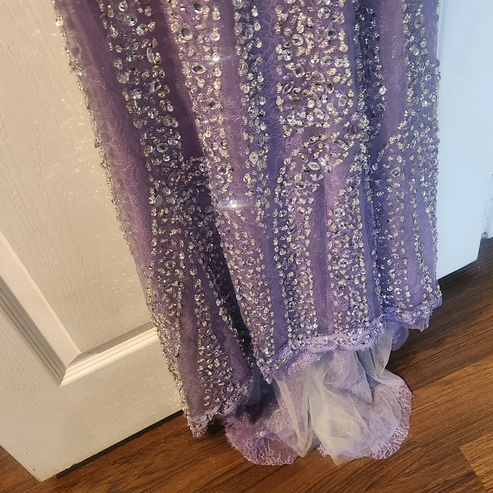 Stunning Sheer V Neck Sequin 👗 Evening Special sz xs 4 - Picture 3 of 7